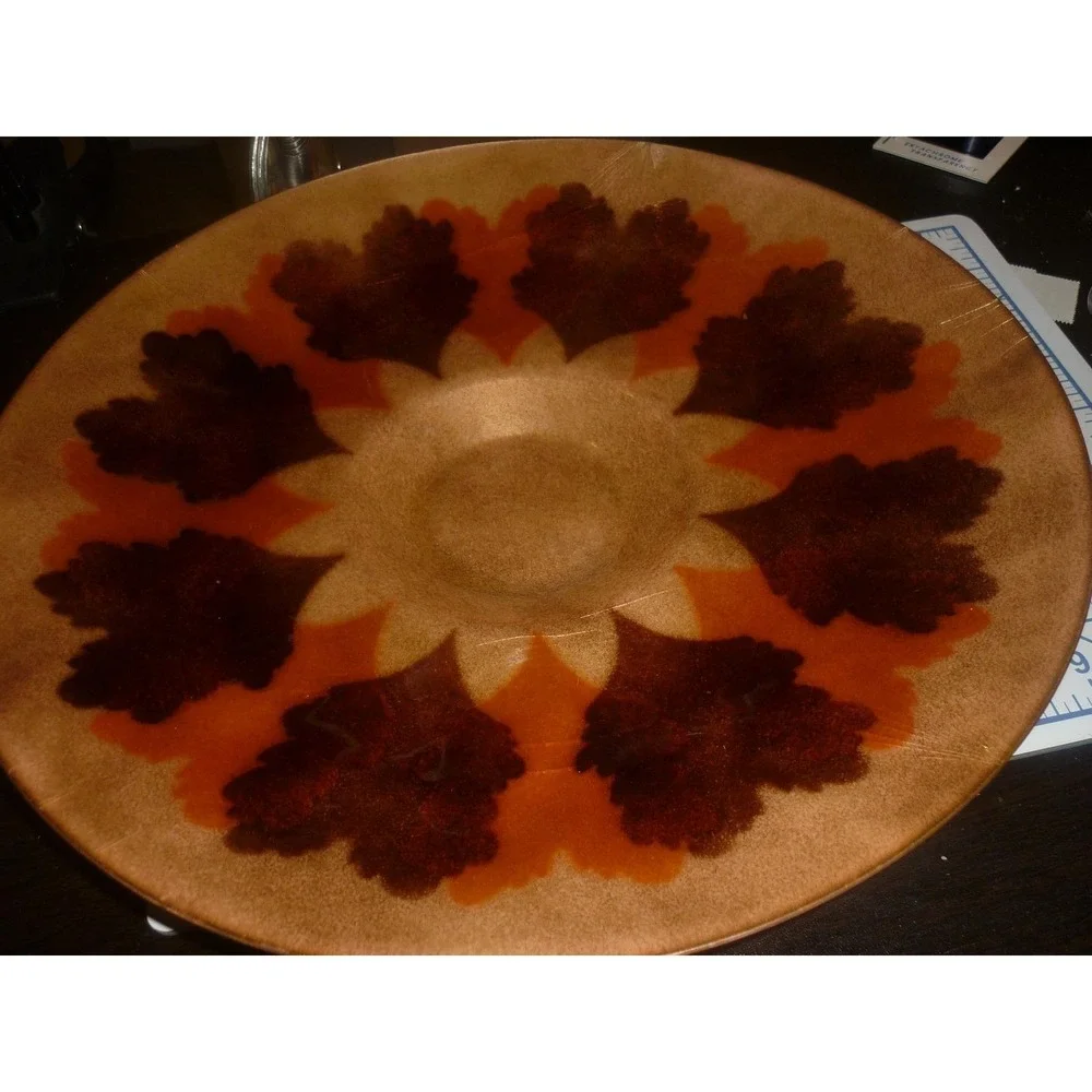 Vintage‎ Annemarie Davidson Enamel on Copper Plate Leaf Starburst Signed Label